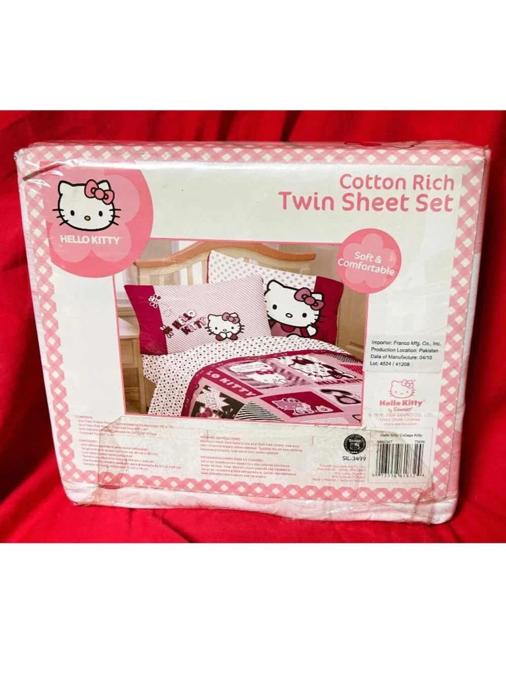 NEW~TWIN sz~vtg Sanrio Hello Kitty cat pink Comforter+Sheet set~4pc Cotton Rich